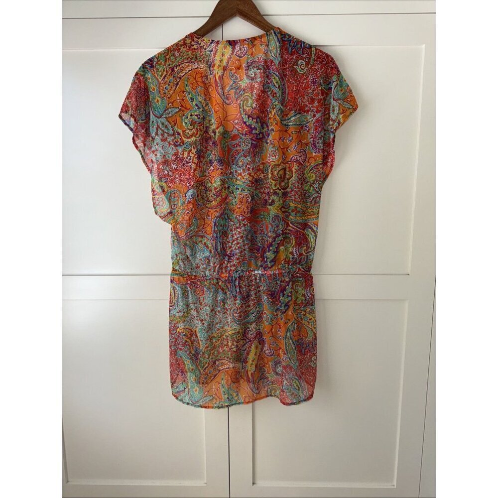 RALPH LAUREN 🌸 SHEER BOLD PRINT / BLOUSE / COVER UP - Picture 4 of 16